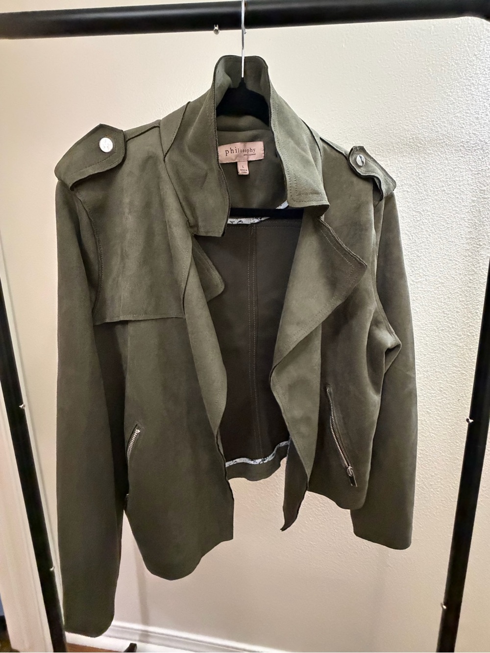 Philosophy Olive Green Utility Moto Jacket